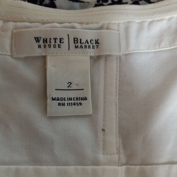 WHBM Size 2 Halter Top Black White Floral Pattern Keyhole Front Tie Back Lined - Picture 7 of 8